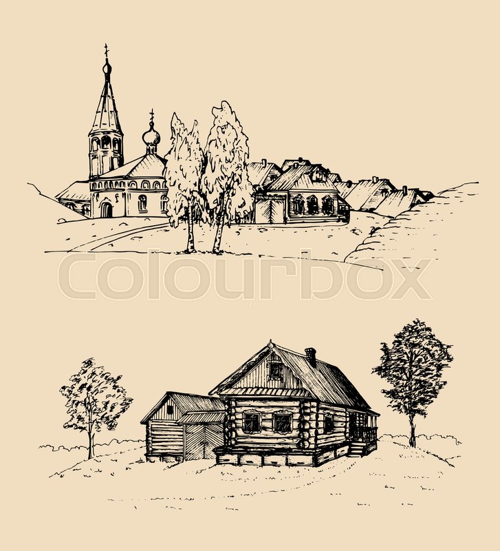 727x800 vector rural landscape illustrations stock vector colourbox - Farmland Drawing