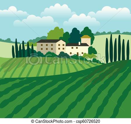 450x425 Windmill, Village Houses And Farmland Vector Sketch Village - Farmland Drawing