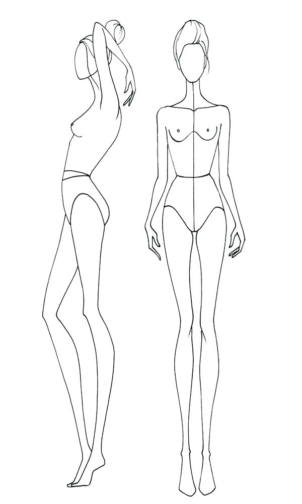 600x1000 Fashion Body Template Drawing - Fashion Body Drawing
