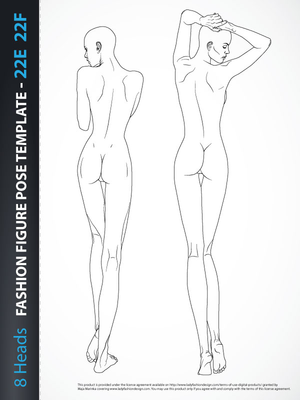 600x800 Heads Fashion Figure Template Back - Fashion Body Drawing
