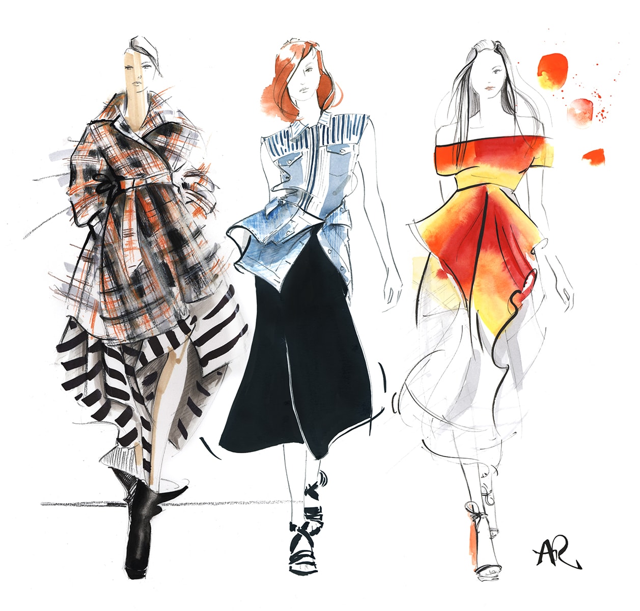 1257x1200 Fashion Illustration Ngv - Fashion Drawing
