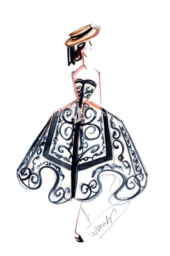 570x856 fashion illustration fashion sketch fashion drawing etsy - Fashion Drawing
