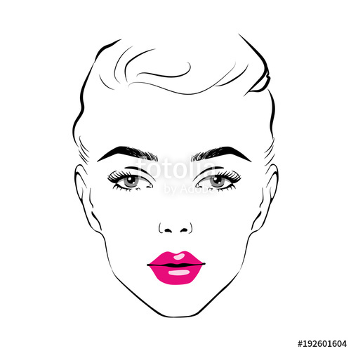 500x500 beautiful woman face with pink lipstick on lips fashion - Fashion Drawing Face