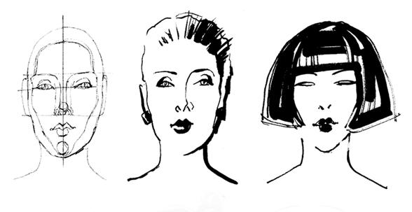 588x303 drawing stylized fashion heads justine limpus parish's blog - Fashion Drawing Face