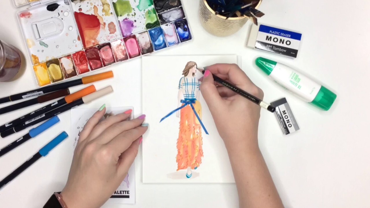 1280x720 fashion illustration timelapse with tombow brush markers - Fashion Drawing Markers