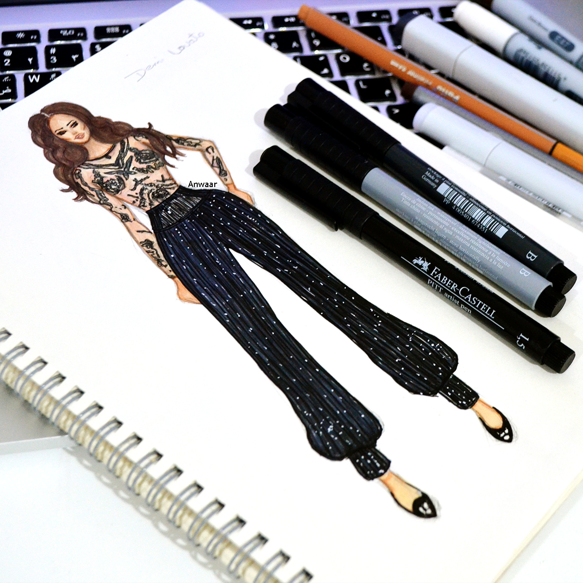 1200x1200 fashion illustration with copic markers anwaar - Fashion Drawing Markers