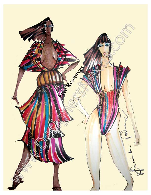 612x792 freehand fashion illustration for design portfolio - Fashion Drawing Portfolio