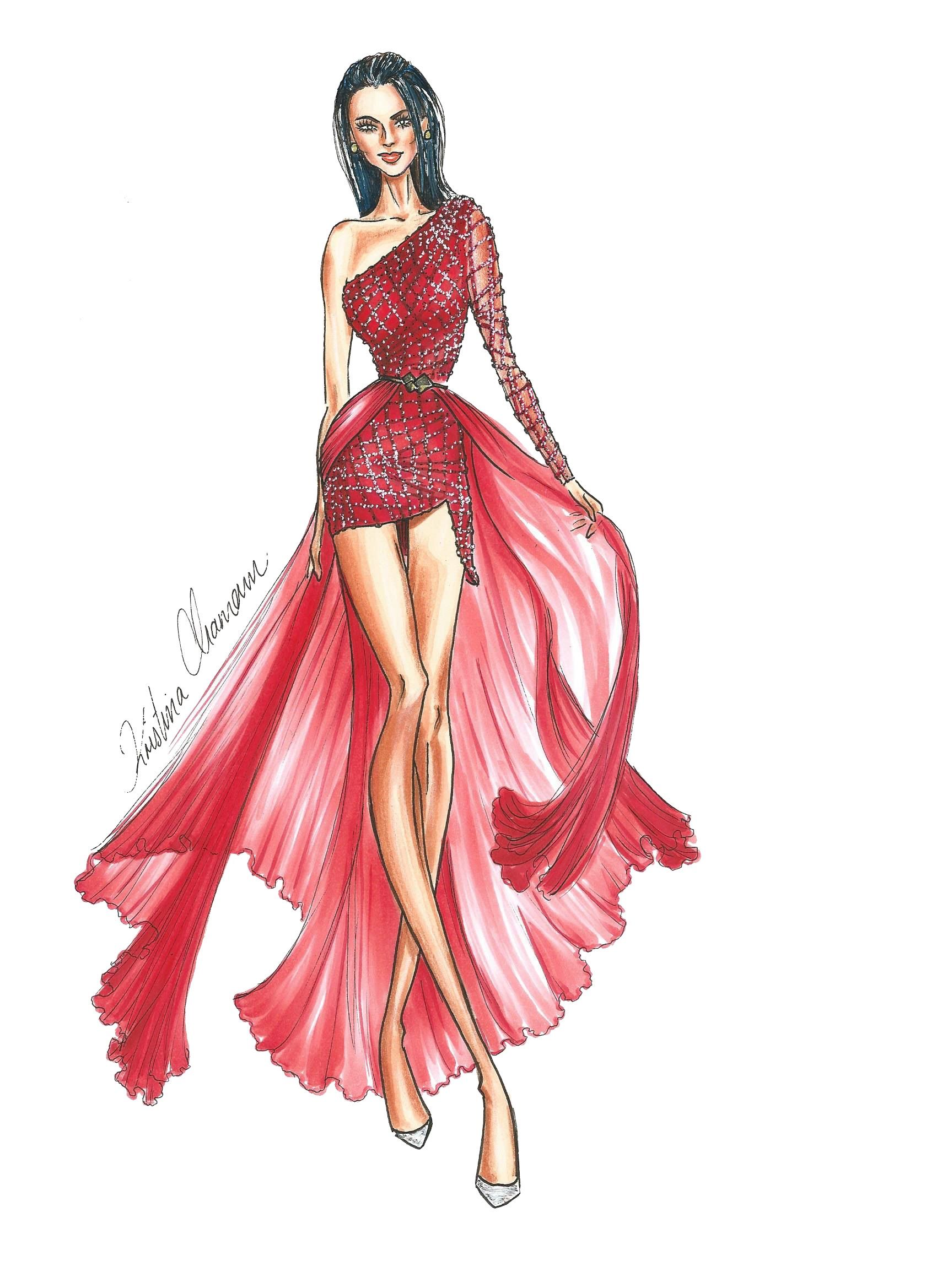 1700x2338 Fashion Illustration How To Draw An Embroidered Dress - Fashion Dress Drawing