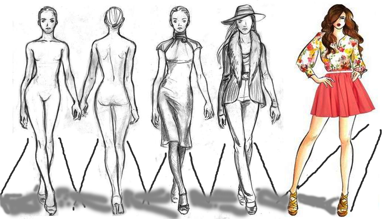 1280x720 fashion figure sketch drawing cartoon figure drawing model - Fashion Figure Drawing