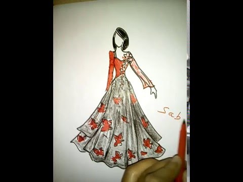480x360 How To Draw A Girl Beautiful Dress Fashion Illustration - Fashion Girl Drawing