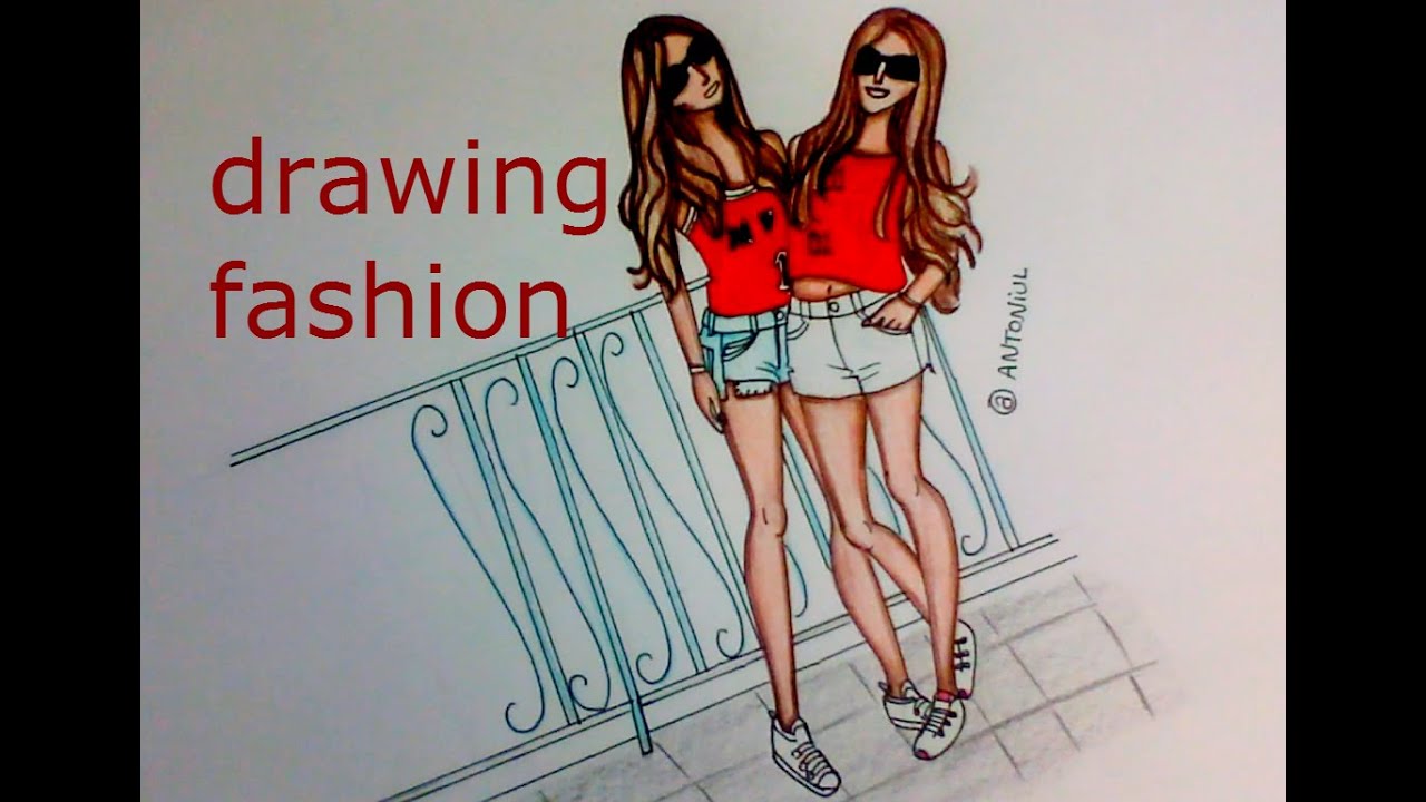 1280x720 How To Draw Two Fashion Girls - Fashion Girl Drawing