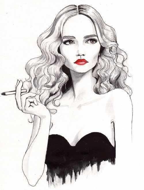 500x660 Art Drawing Face Fashion Girl - Fashion Girl Drawing