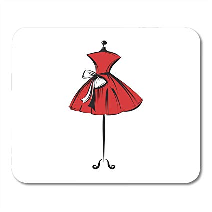 425x425 Nakamela Mouse Pads Sketch Red Dress Ball Gown Short - Fashion Mannequin Drawing