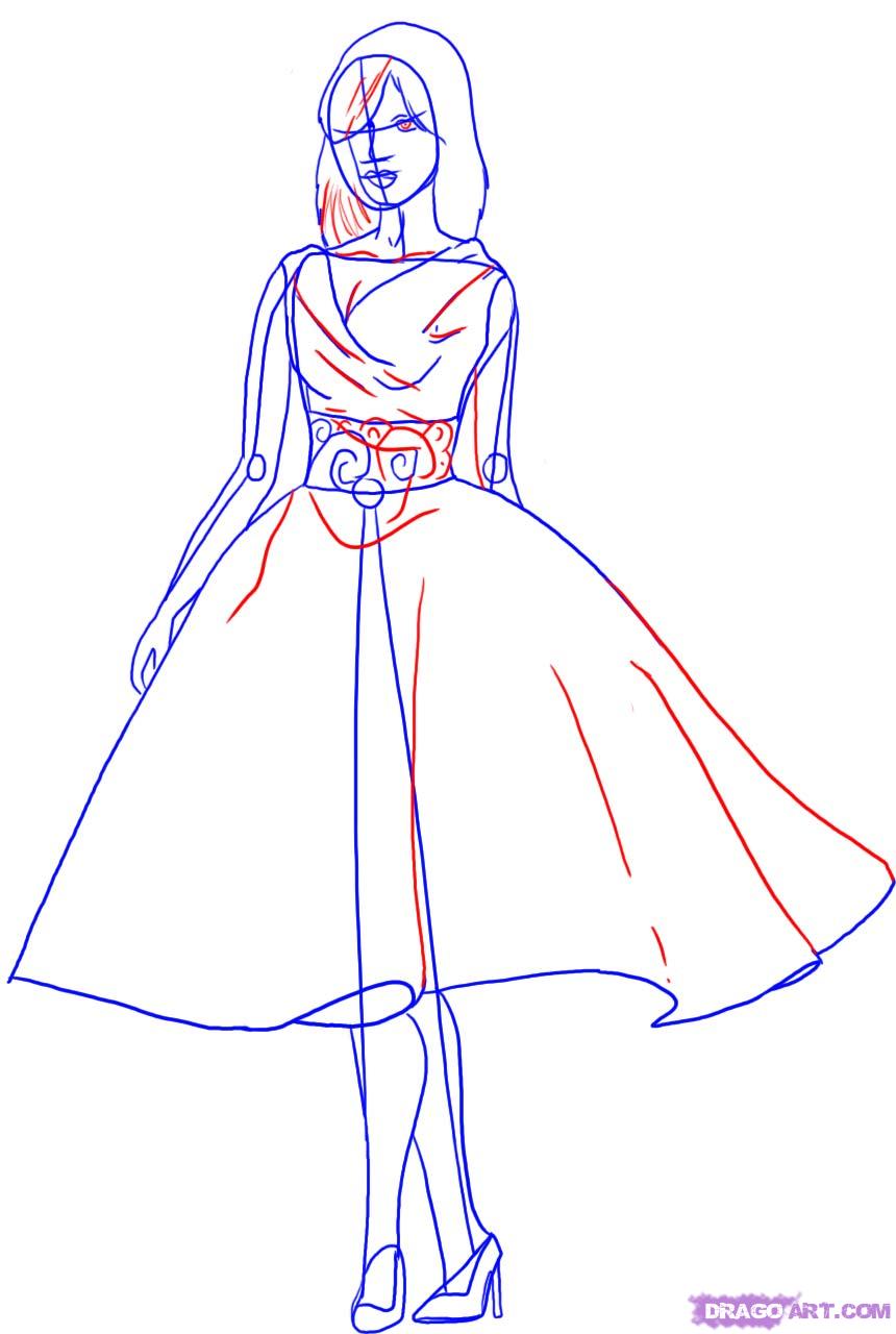 860x1280 How To Draw A Fashion Model, Step - Fashion Model Drawing