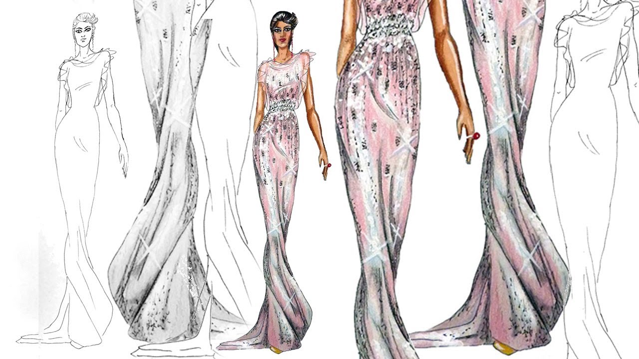 1280x720 on the runway catwalk pose fashion illustration - Fashion Model Drawing