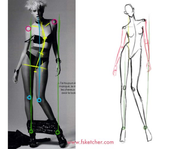 607x500 How To Draw Any Fashion Pose Fsketcher - Fashion Poses Drawing