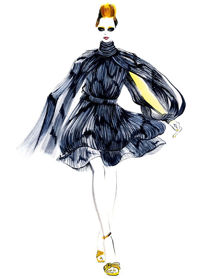 670x904 runway fashion illustration - Fashion Runway Drawing