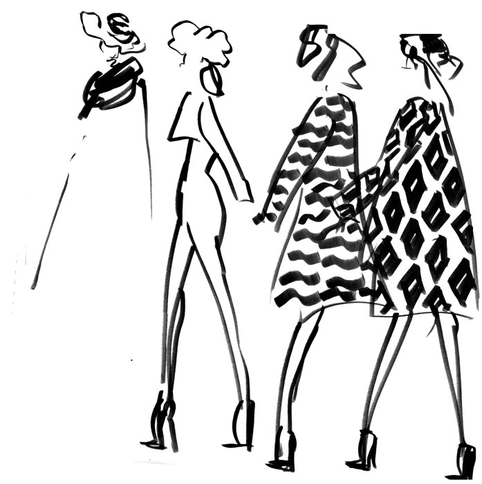 697x700 Devon Pentz Fashion Week Oscar De La Renta - Fashion Show Drawing