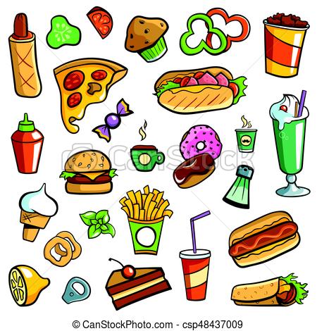450x470 Fast Food Drawings White Background Vector - Fast Food Drawing