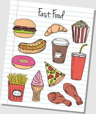 310x368 Hand Draw Fast Food Free Vector Download - Fast Food Drawing