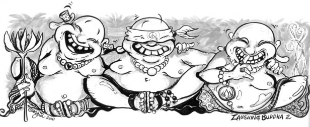 616x253 Laughing Buddha - Fat Buddha Drawing