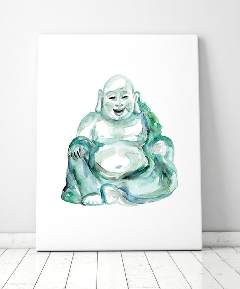 794x955 laughing buddha art watercolor painting print fat buddha etsy - Fat Buddha Drawing
