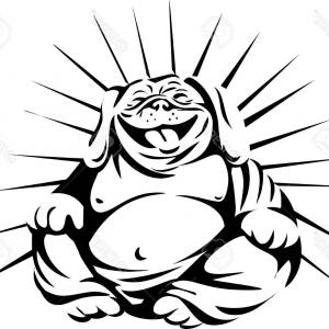300x300 Cartoon Vector Illustration Street Art Work Or Sticker With Funny - Fat Buddha Drawing