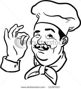 273x300 Cooking Clip Art Black And White Black And White Chef Giving - Fat Chef Drawing