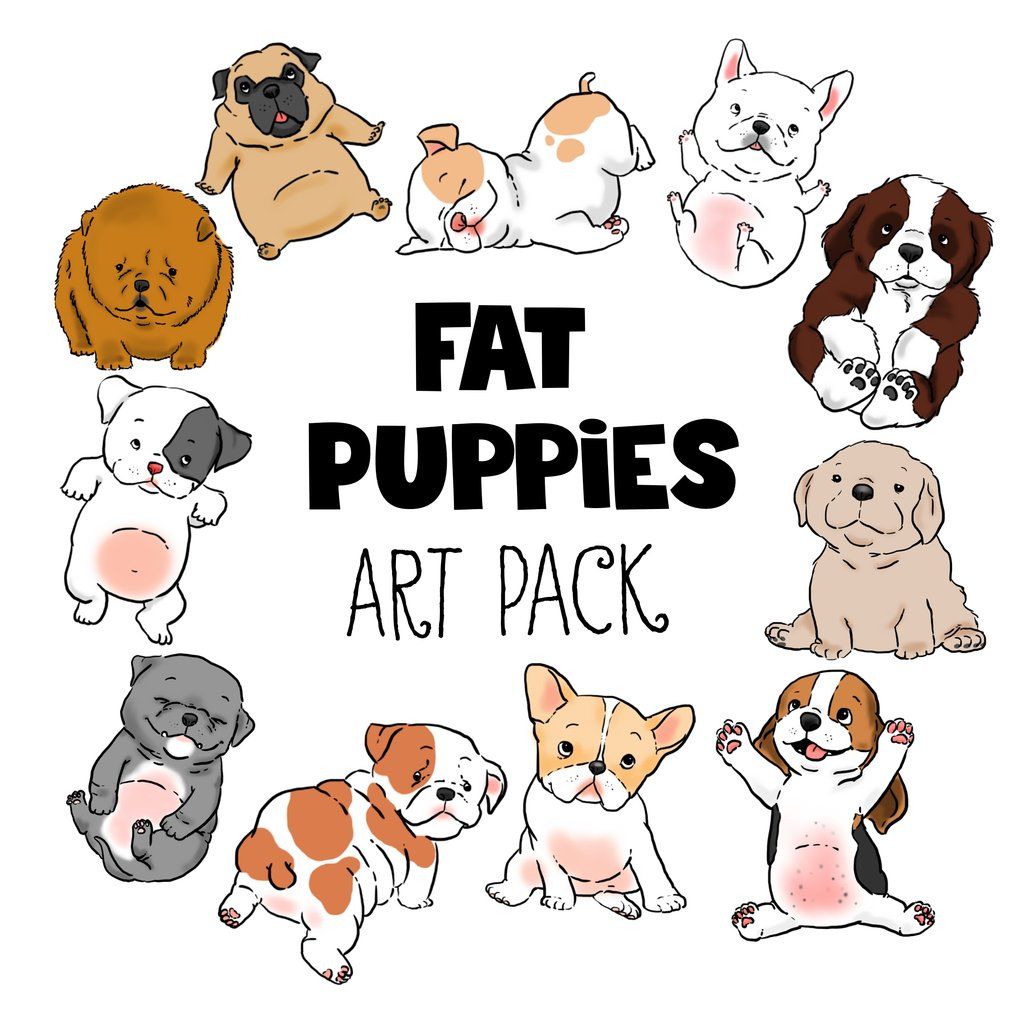 1024x1024 fat puppies clip art digital animated animals fat - Fat Dog Drawing
