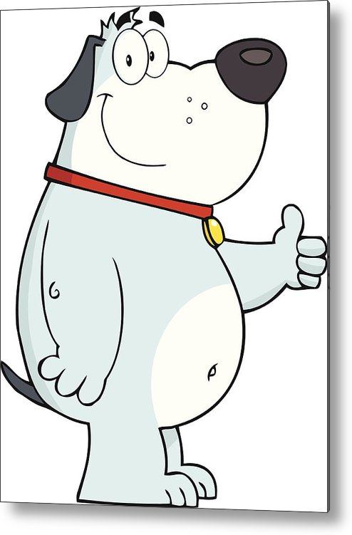 494x751 gray smiling fat dog showing thumbs up metal print - Fat Dog Drawing