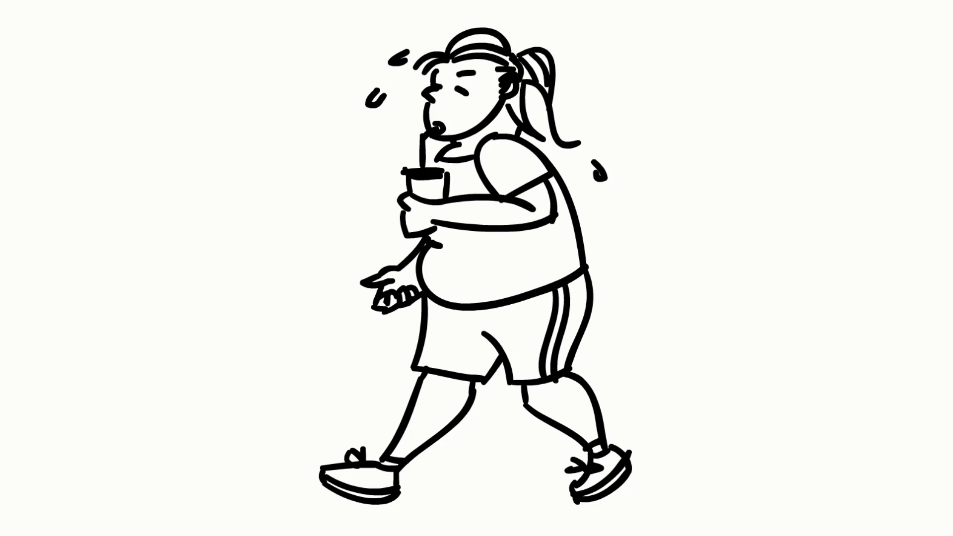 1920x1080 Fat Girl Drinking Unhealthy Drink Sketch Line Drawing Illustration - Fat Girl Drawing
