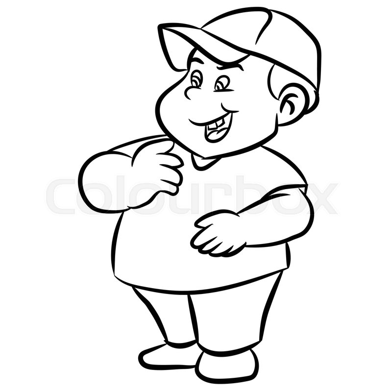 800x800 Line Drawing Cartoon Fat Boy And Stock Vector Colourbox - Fat Guy Drawing