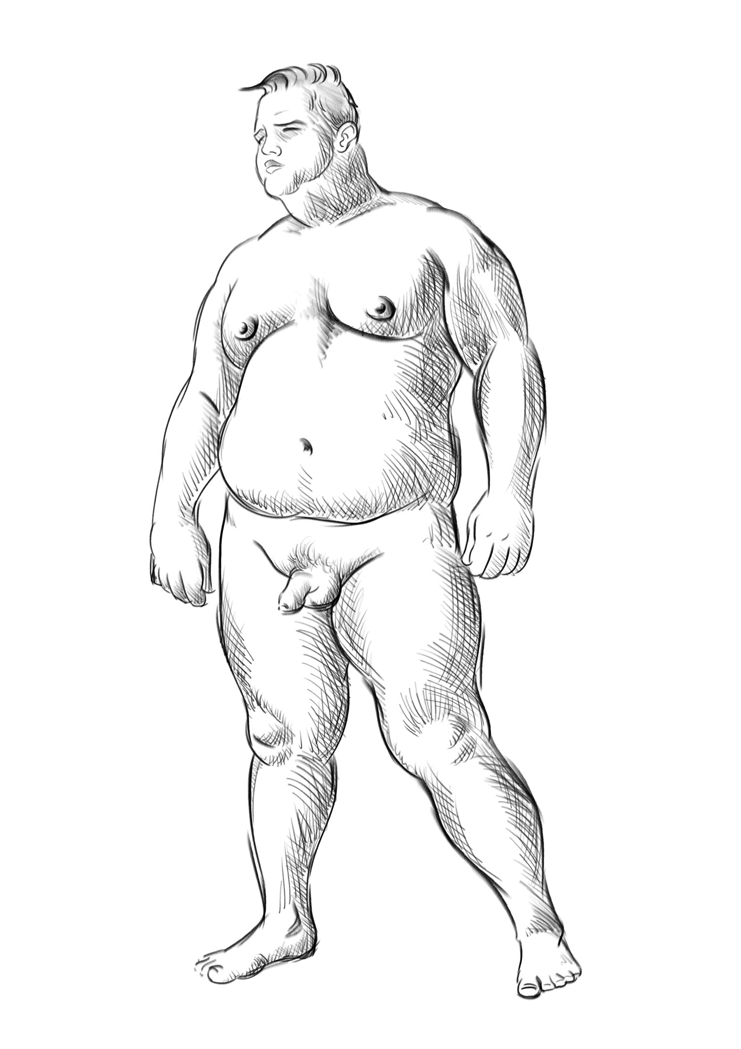 1500x2122 Guy Drawing Chest For Free Download - Fat Guy Drawing