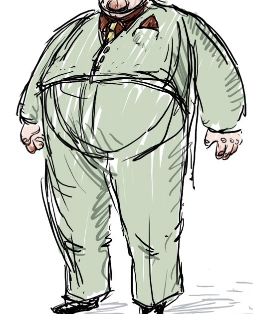 507x630 Dikkin' Around Fat Man In Suit - Fat Guy Drawing