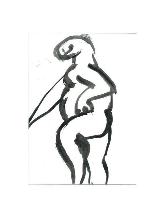 570x760 Black And White Art Original Woman Drawing Fat Woman Art Etsy - Fat Lady Drawing