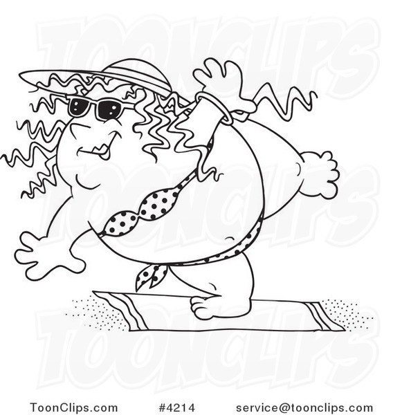 581x600 Cartoon Black And White Line Drawing Of A Fat Lady Doing Yoga - Fat Lady Drawing