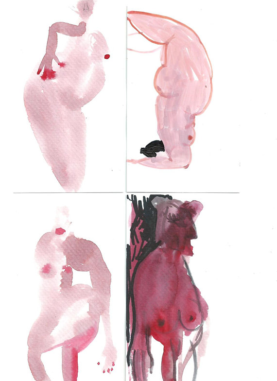 570x784 yoga painting, illustration, fat woman art, fat lady drawing - Fat Lady Drawing