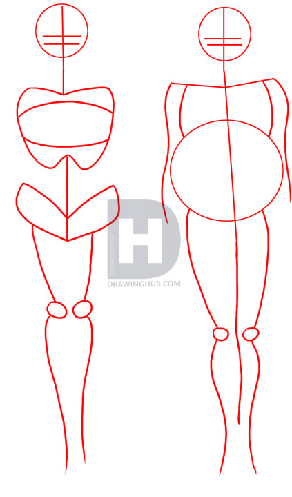 423x720 How To Draw Fat People, Step - Fat People Drawing