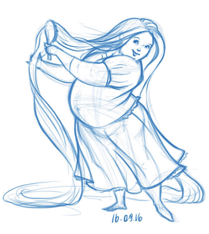 700x785 Illustrator Shows What Disney Princesses Would Look Like If They - Fat People Drawing