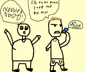 300x250 A Man Calling The Police On A Fat Person Drawing - Fat Person Drawing