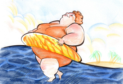 400x276 Caricature - Fat Person Drawing