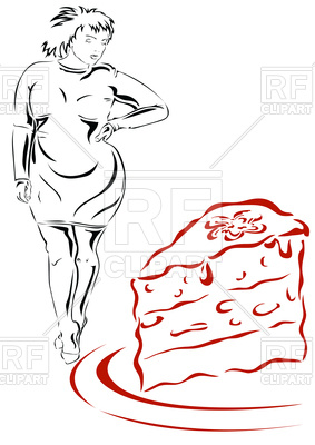 283x400 fat woman and piece of cake eat or not eat vector image - Fat Woman Drawing