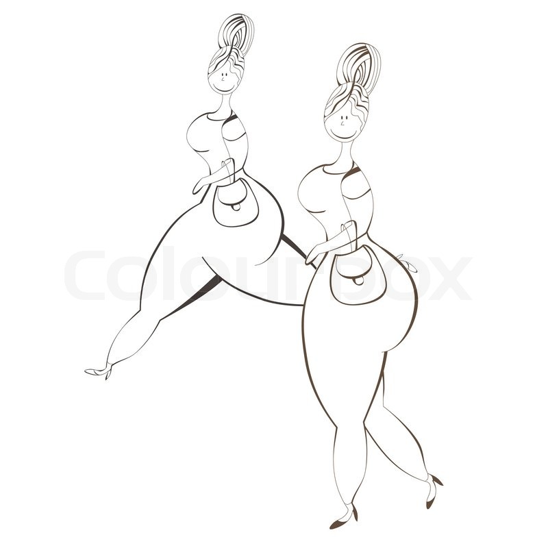 800x800 Sketch Of Cartoon Style Fat Woman Stock Vector Colourbox - Fat Woman Drawing