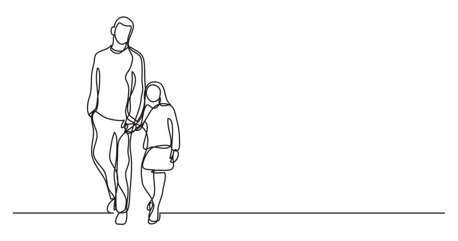910x480 of father and daughter walking - Father And Daughter Drawing