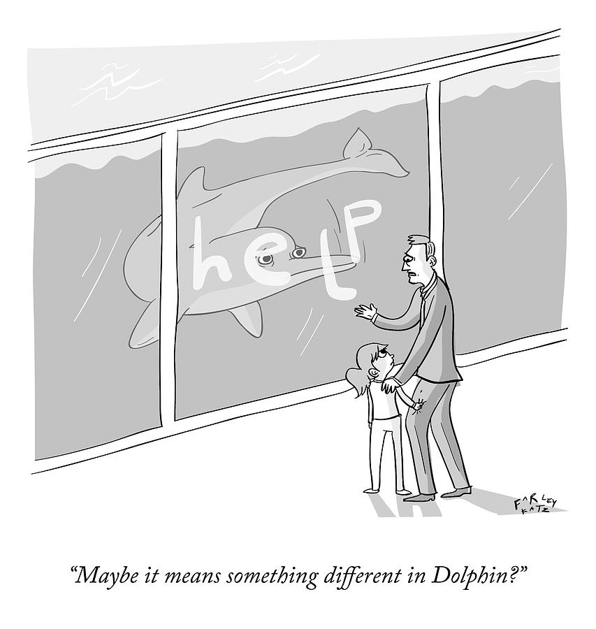 853x900 a father and daughter look at a dolphin in an drawing - Father And Daughter Drawing