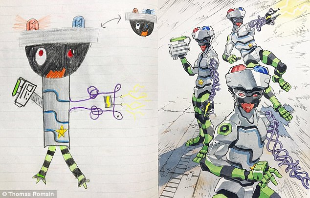 634x406 father turns his sons' drawings into animated characters daily - Father And Son Drawing