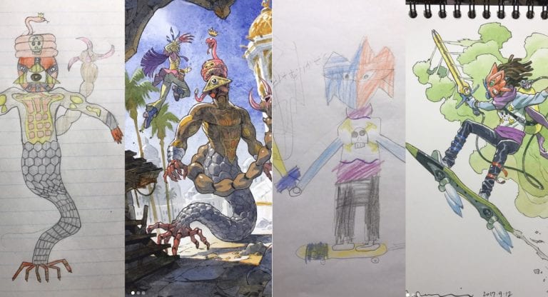 768x416 Artist Dad In Tokyo Is Still Turning His Son's Drawings Into - Father And Son Drawing