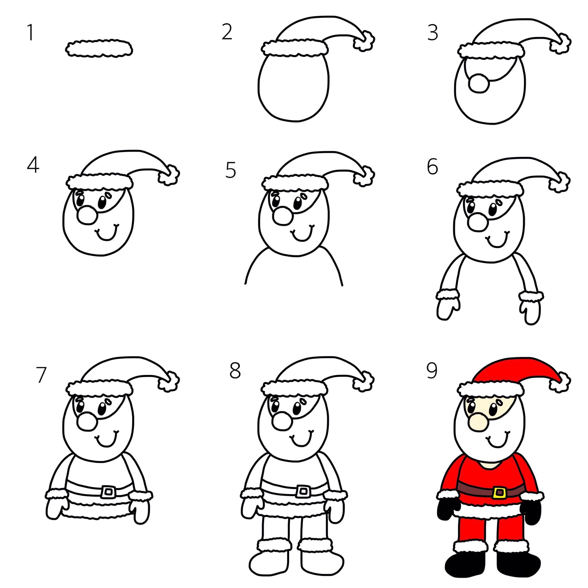 2048x2048 How To Draw A Cartoon Father Christmas And Competition Drawing - Father Christmas Drawing