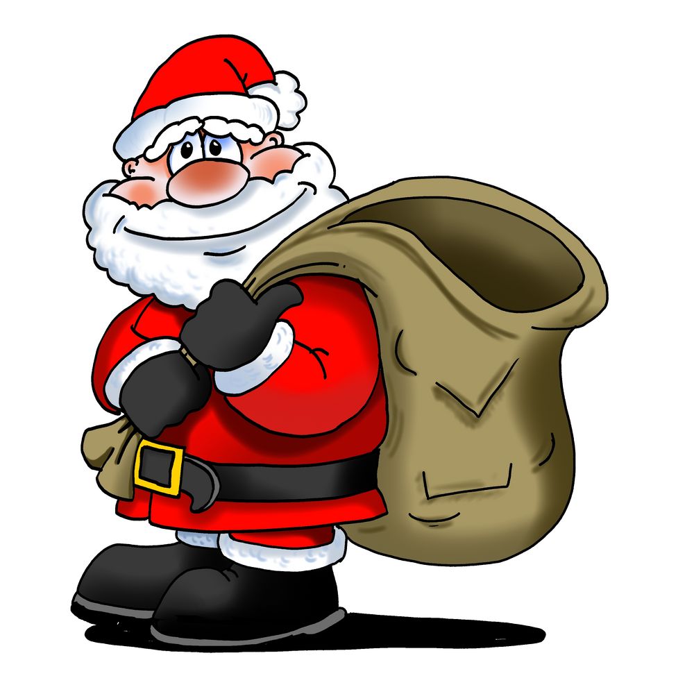 1000x1000 Santa Drawing Colored Printable Coloring - Father Christmas Drawing