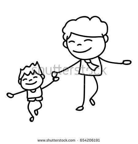 450x470 Hand Drawing Cartoon Concept Happy Fathers Day Vector - Father Drawing